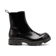 Stijlvolle Leren Laarzen Diesel , Black , Heren