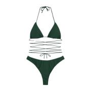 Driehoekige bikini met Amerikaanse vaste slip Me-Fui , Green , Dames