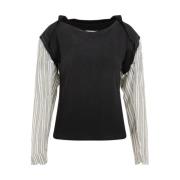 Zwart Katoenen T-shirt met Unieke Details Maison Margiela , Black , Da...