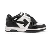 Zwarte Distressed Leren Sneakers Off White , Black , Heren