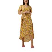 Gele Midi Jurk 7307 Pom Amsterdam , Multicolor , Dames