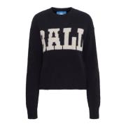 Gezellige Pullover Gebreid Zwart Iris Ball , Blue , Dames