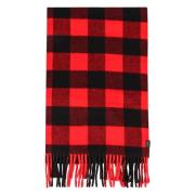 Frayed Hem Wool Blend Scarf Woolrich , Red , Heren