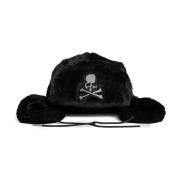 Zwarte Nepbont Skull Oorflap Muts Mastermind World , Black , Heren