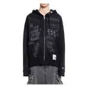 Zwarte Distressed Parka met Grafische Print Mihara Yasuhiro , Black , ...