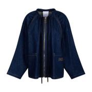 Blauwe Denim Peacoat met Touwveters Patou , Blue , Dames