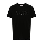 Zwart Logo Print Crew Neck T-shirt Valentino Garavani , Black , Heren