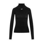 Zwarte Staande Kraag Sweater Aw24 Off White , Black , Dames