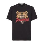 Zwarte T-shirts & Polos voor Mannen Dsquared2 , Black , Heren