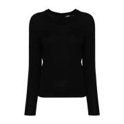 Zwarte Gebreide Crew Neck Sweater Liu Jo , Black , Dames