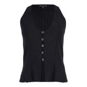 V-hals Top Guess , Black , Dames