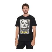 Katoen Foto Print T-Shirt - Zwart Guess , Black , Heren