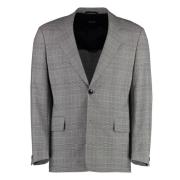 Geruite Wollen Jas Hugo Boss , Gray , Heren