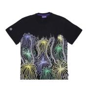 Vuurwerk Zwart T-shirt Korte Mouw Octopus , Multicolor , Heren