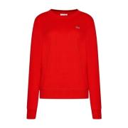 Klassieke Crew-Neck Rode Sweatshirt Lacoste , Red , Dames