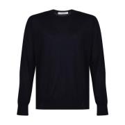 Navy Blue Gebreide Crew Neck Trui Golden Goose , Blue , Heren