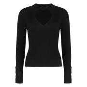 Gebreide wolmix top met uitsnijddetail Pinko , Black , Dames