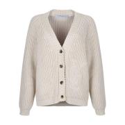 Pergament Cardigan Sweater met Dubbele Ster Golden Goose , Beige , Dam...