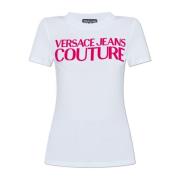 T-shirt met logo Versace Jeans Couture , White , Dames