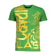 Stijlvol Logo Tee Katoen Ronde Hals Cavalli Class , Green , Heren