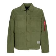 Kleur Blok Overshirt Jas Donker Olijf Alpha Industries , Green , Heren