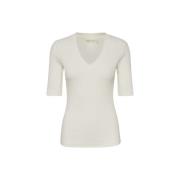 Basis T-Shirt van Zacht Geribbeld Katoen - Dames InWear , White , Dame...