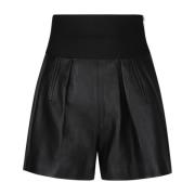 Zwarte Leren Shorts met Plooien Alexander Wang , Black , Dames