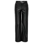 Faux Leather High Waist Pants Only , Black , Dames