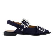 Chunky Buckle Ballerina Ganni , Blue , Dames