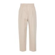 Beige Broek Aw24 Damesmode Brunello Cucinelli , Beige , Dames