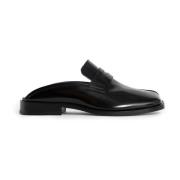 Zwarte Leren Loafer Muiltje Blokhak Maison Margiela , Black , Dames