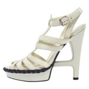 Pre-owned Leather sandals Yves Saint Laurent Vintage , White , Dames