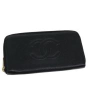 Pre-owned Leather wallets Chanel Vintage , Black , Dames