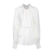 Witte Gedrapeerde Top met Sjaal Genny , White , Dames