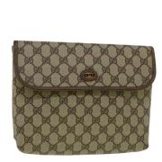 Pre-owned Leather clutches Gucci Vintage , Beige , Dames