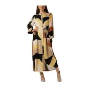 Grafische Lijnen Midi Jurk Summum Woman , Multicolor , Dames