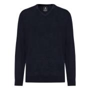 Merino Wol V-hals Trui Boggi Milano , Blue , Heren