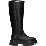 Zwarte Leren Hoge Laarzen voor Dames Twinset , Black , Dames