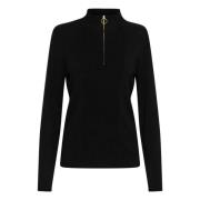 Hoge Hals Pullover Trui Zwart Cream , Black , Dames