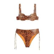 Gestreepte Bikini Set met Beugel en Volledige Bedekking Onderkant Me-F...