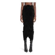 Zwarte Sheer Cupro Rok met Rozenapplicatie Magda Butrym , Black , Dame...