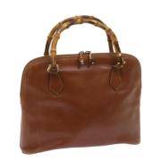 Pre-owned Leather handbags Gucci Vintage , Brown , Dames