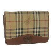 Pre-owned Leather clutches Burberry Vintage , Beige , Dames