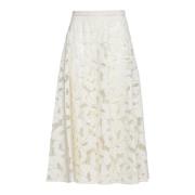 Ivoor Bloemenkant Midi Rok Max Mara Studio , Beige , Dames