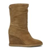 Taupe Suède Enkellaarsjes met Sleehak Notre-v , Beige , Dames