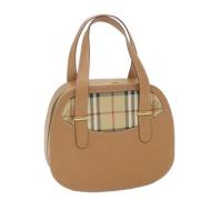 Pre-owned Leather handbags Burberry Vintage , Beige , Dames