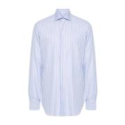 Heldere Blauwe Shirt Aw24 Barba , Blue , Heren