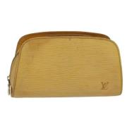 Pre-owned Leather pouches Louis Vuitton Vintage , Yellow , Dames