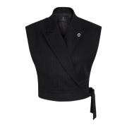 Elegant Pinstripe Waistcoat Blazer Bruuns Bazaar , Black , Dames