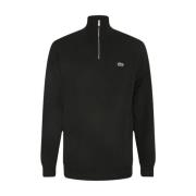 Zwarte Katoenen Jersey Rits Sweater Lacoste , Black , Heren